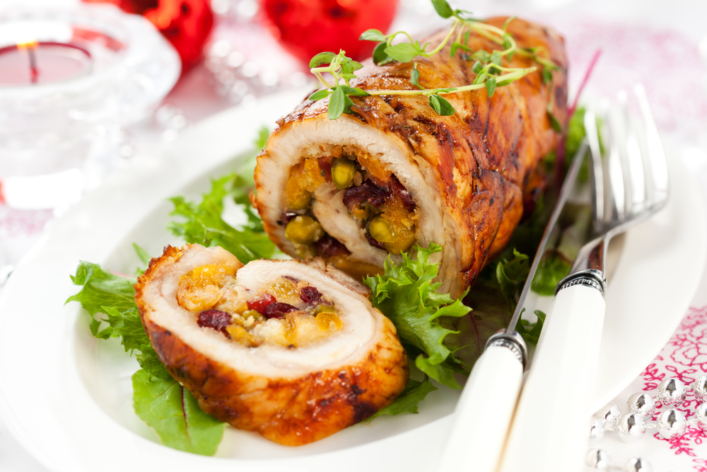 Turkey roll with cran raisin vegetable stuffing