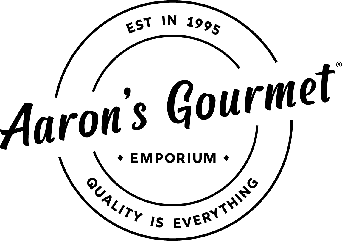 Logo of Aaron's Gourmet Emporium with text 'Est. in 1995' and 'Quality is Everything' on a white background.