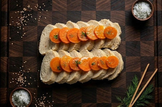 Wild Gefilte Fish Loaf Sliced With Carrots