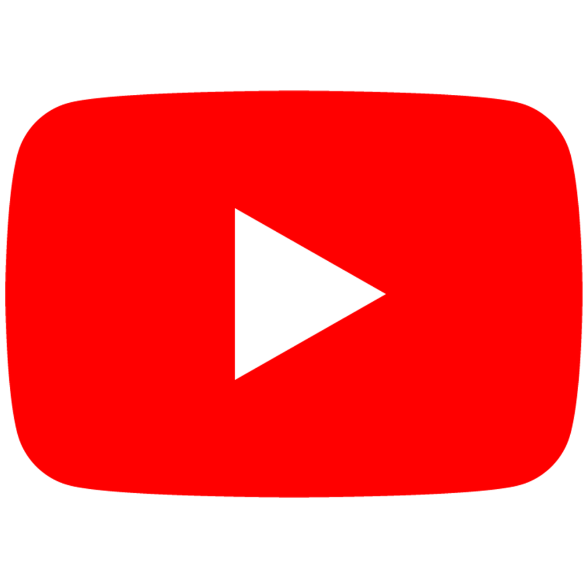 Red square with a white triangle in the center, resembling the YouTube logo.
